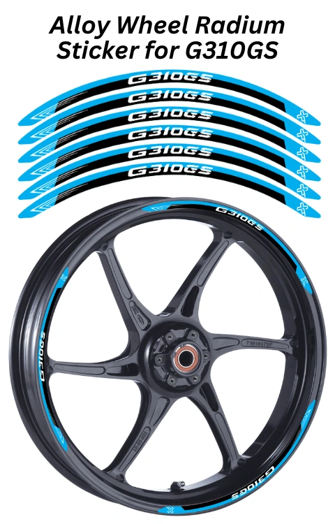 Alloy wheel Radium Sticker for G310 GS | Made in Premium Radium with FPF (Fade Protection Film), Waterproof, Precut Sticker, Pack Of 12